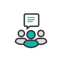 Illustration of a people with a bubble chat above