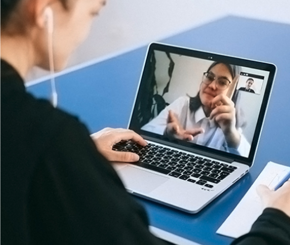 Boy attending a virtual class