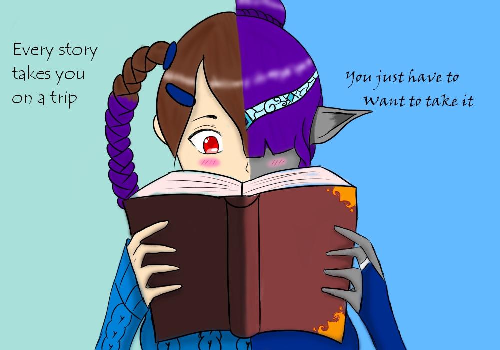 a cartoon of a child reading a book