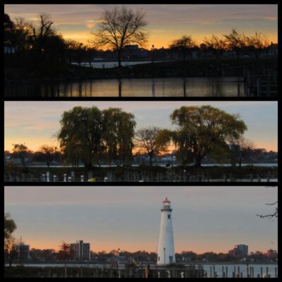 stunning sunset views of a lighthouse
